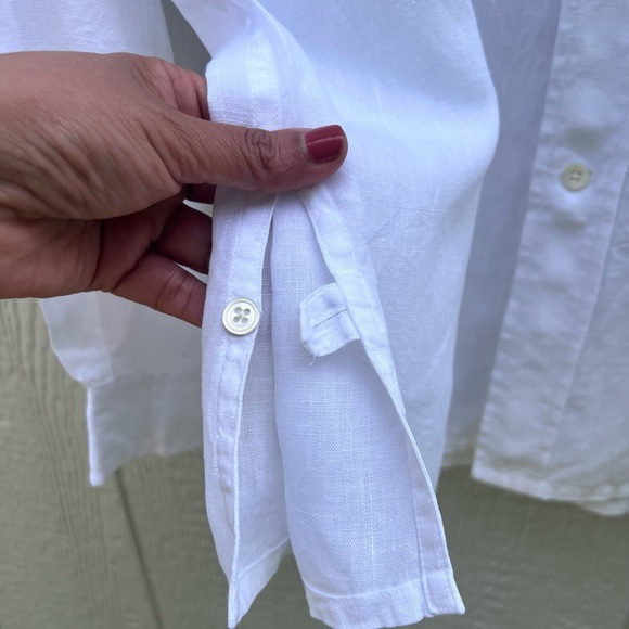 Faconnable band collar White linen Casual Shirt XL - Picture 7 of 8
